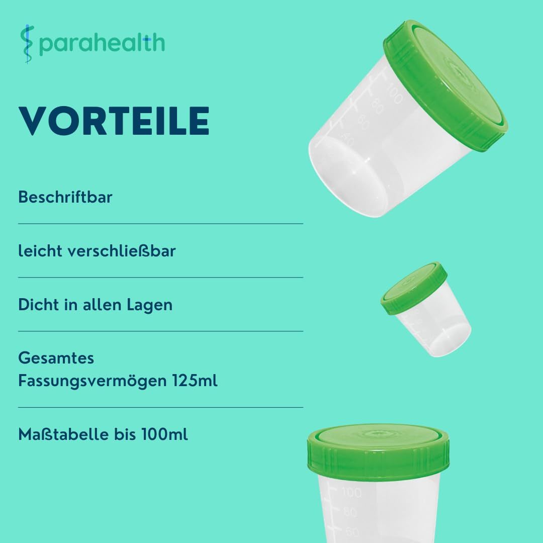 Graduierte Urinbecher mit Schraubverschluss 125ml, Hasemed