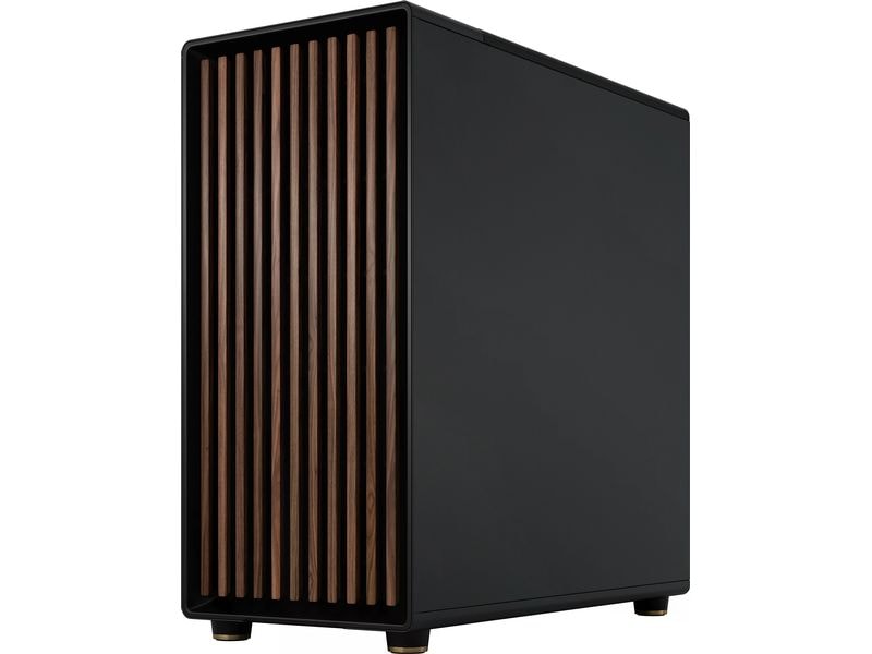 Fractal Design PC-Gehäuse North XL Schwarz Elegantes Gehäuse mit offener Front aus echtem Walnussholz