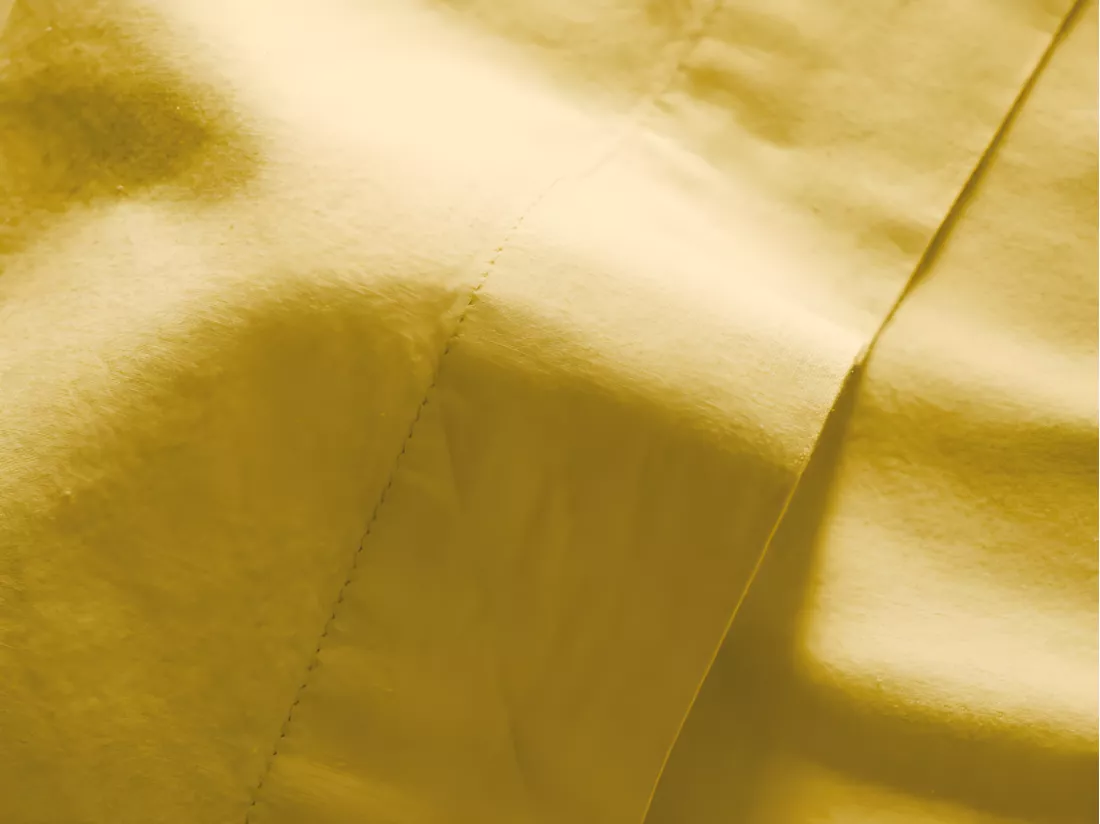 Drap Plat Palace Pur Coton Teint Lavé, 63 Fils/cm² - Palace Curry - 240 X 290 Cm Pour Lit 2 Places