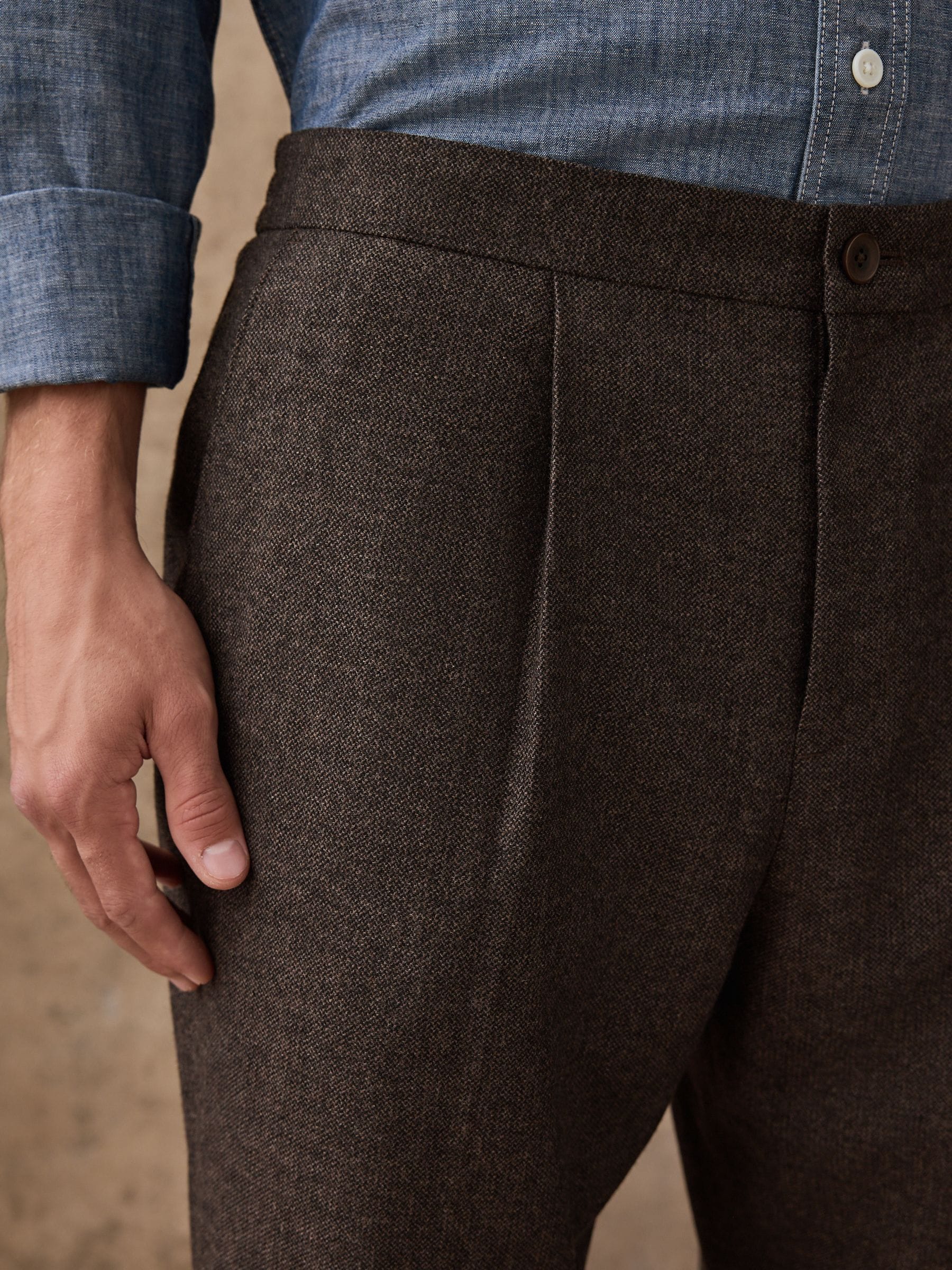 Bruin - Regular Fit Smart Elasticated Back Textured Trousers With Wool