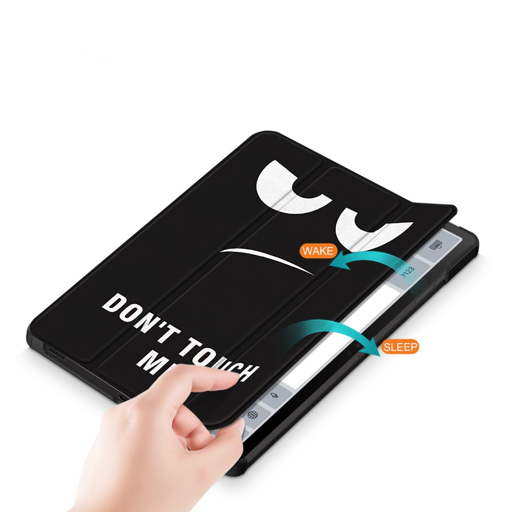Samsung Galaxy Tab S9  Plus Leder Tasche Smart Cover Schutzhülle   S-Pen Halterung - Don't Touch Me