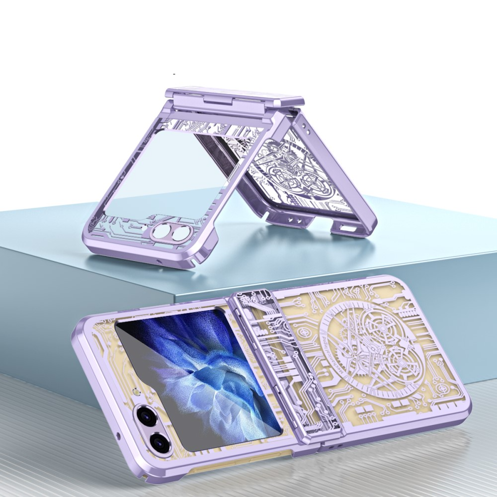 Samsung Galaxy Z Flip7 FE / Z Flip6 5G Hybrid Hardcase Hülle Galvanisierter Rahmen Mechanisches Design - Lila