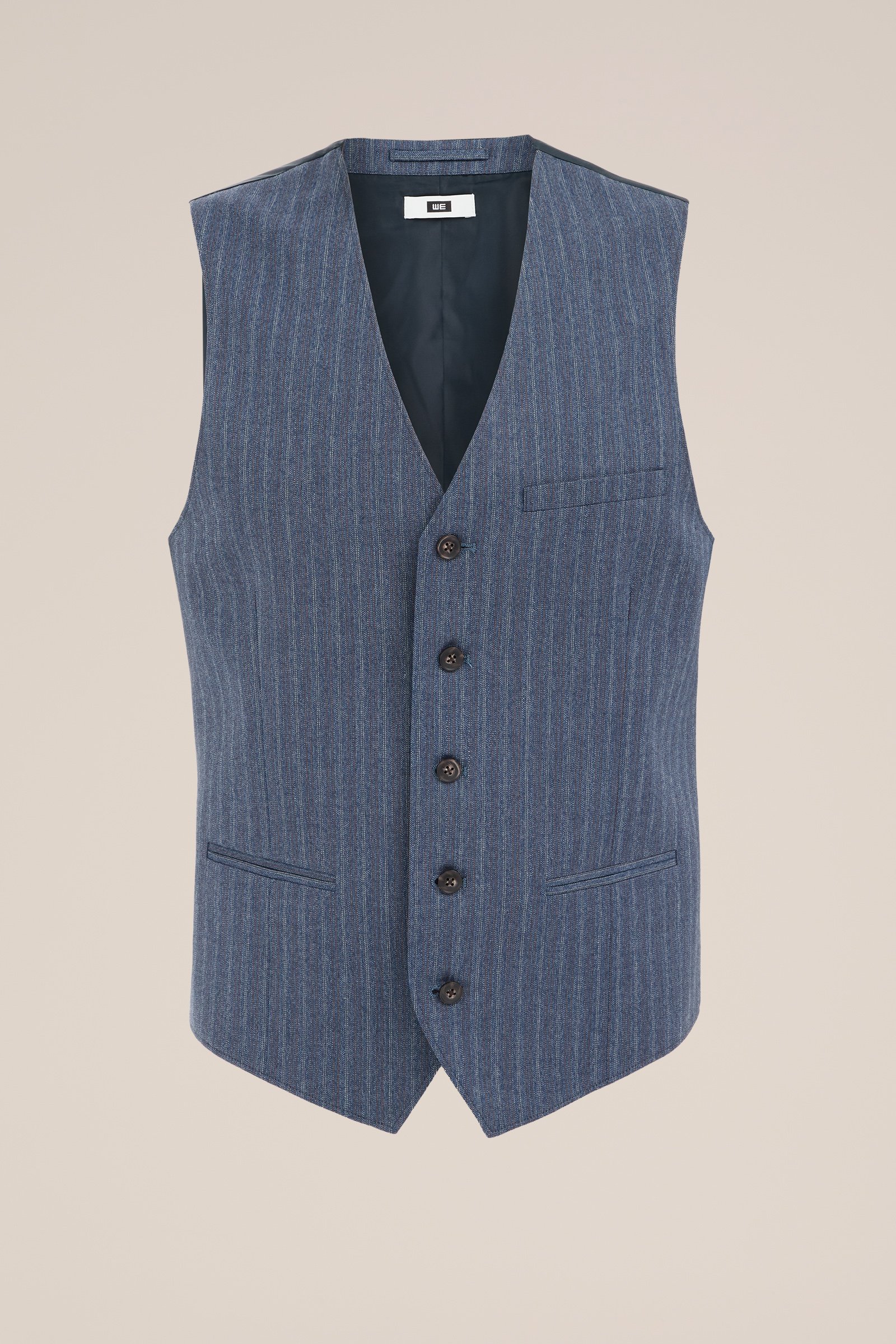 gilet subtiel gestreept WE Fashion Grijsblauw