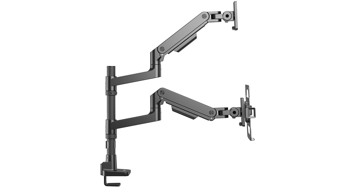 ACT ConnectivityMonitorarm met laptophouder office premium, gasveer, paalbevestiging, 1 monitor  (Zwart)