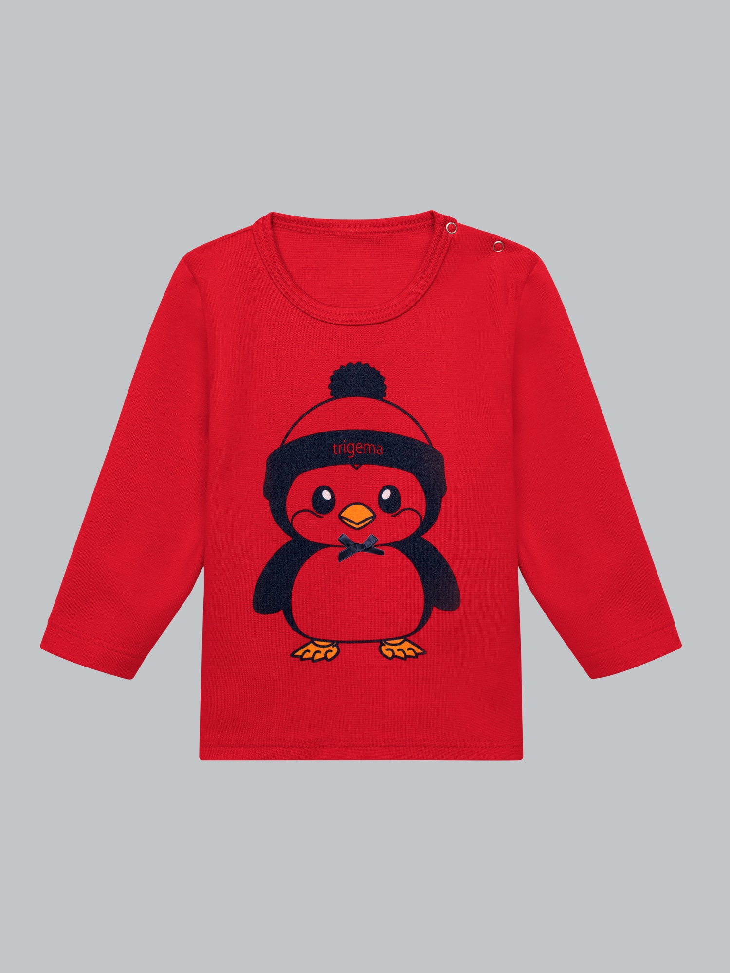 Langarmshirt mit süßem Pinguin-Print Kirsch