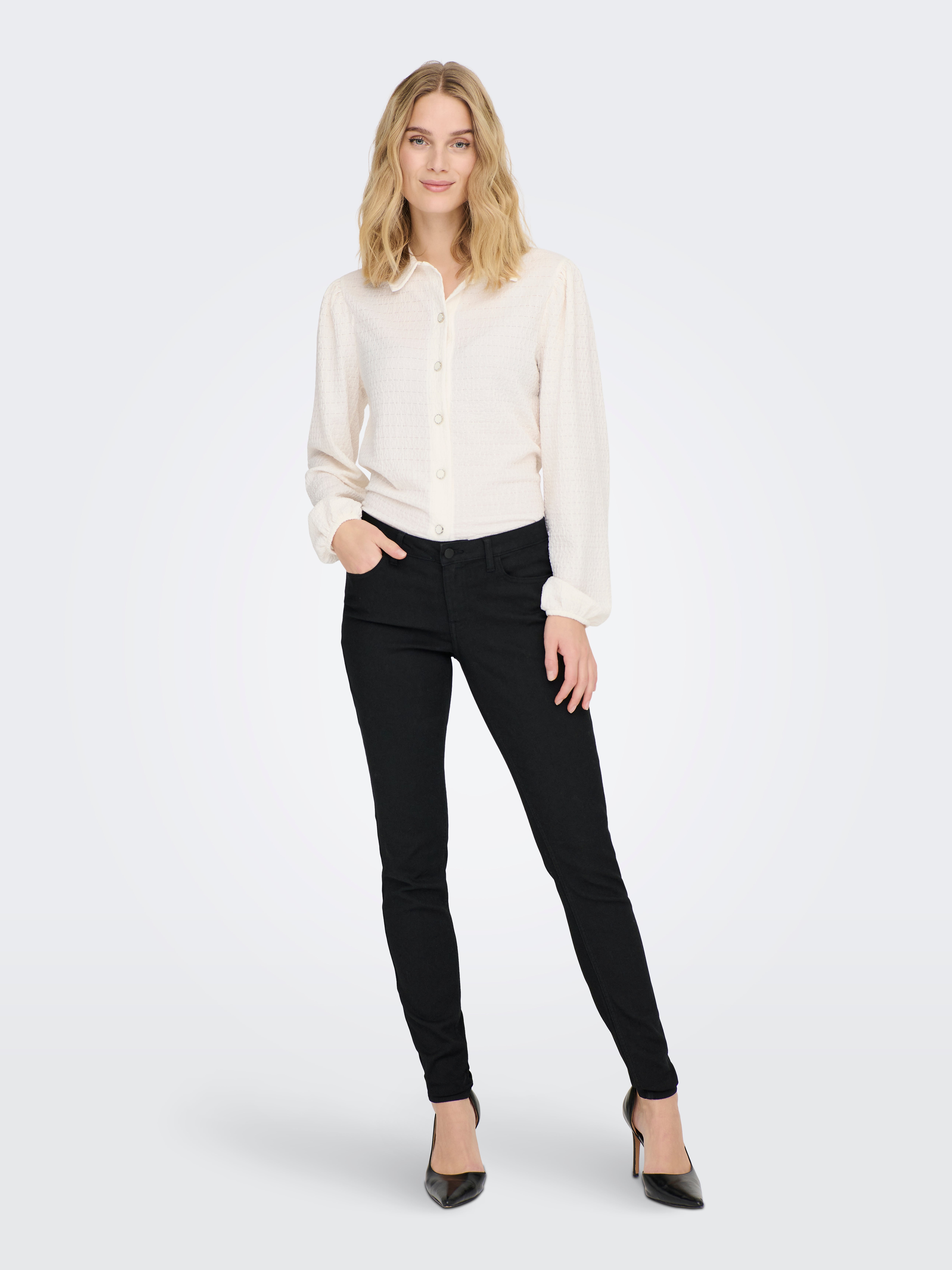 JDYTULGA Mittlere Taille Skinny Fit Jeans Black Denim