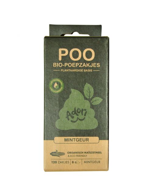 Adori Poo Bio-Poepzakjes - Hondenpoepzakjes - 22x32 cm 8x15 Zakjes Mintgeur