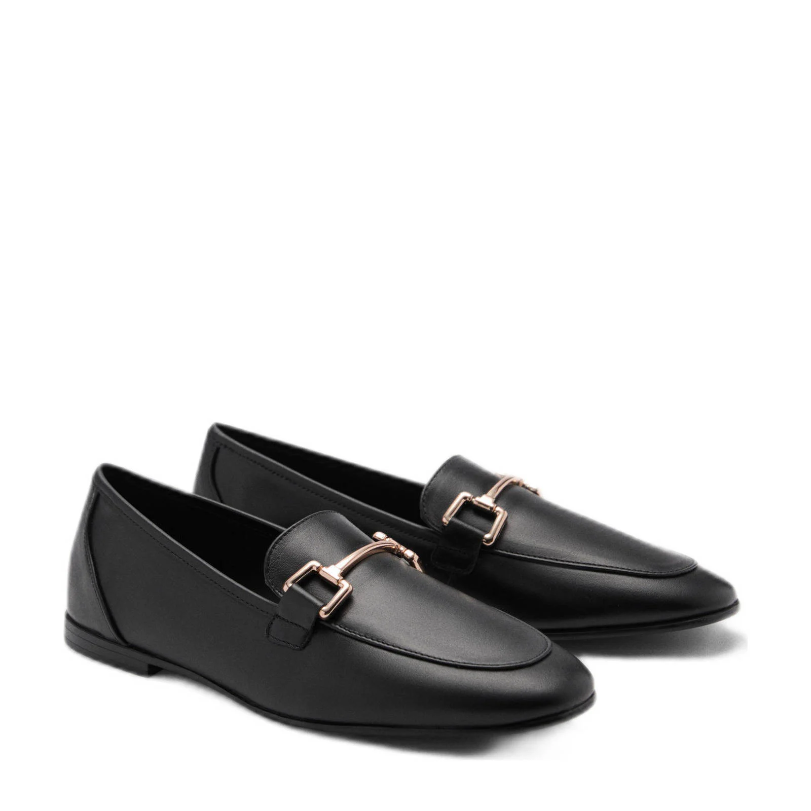 Mango leren loafers zwart