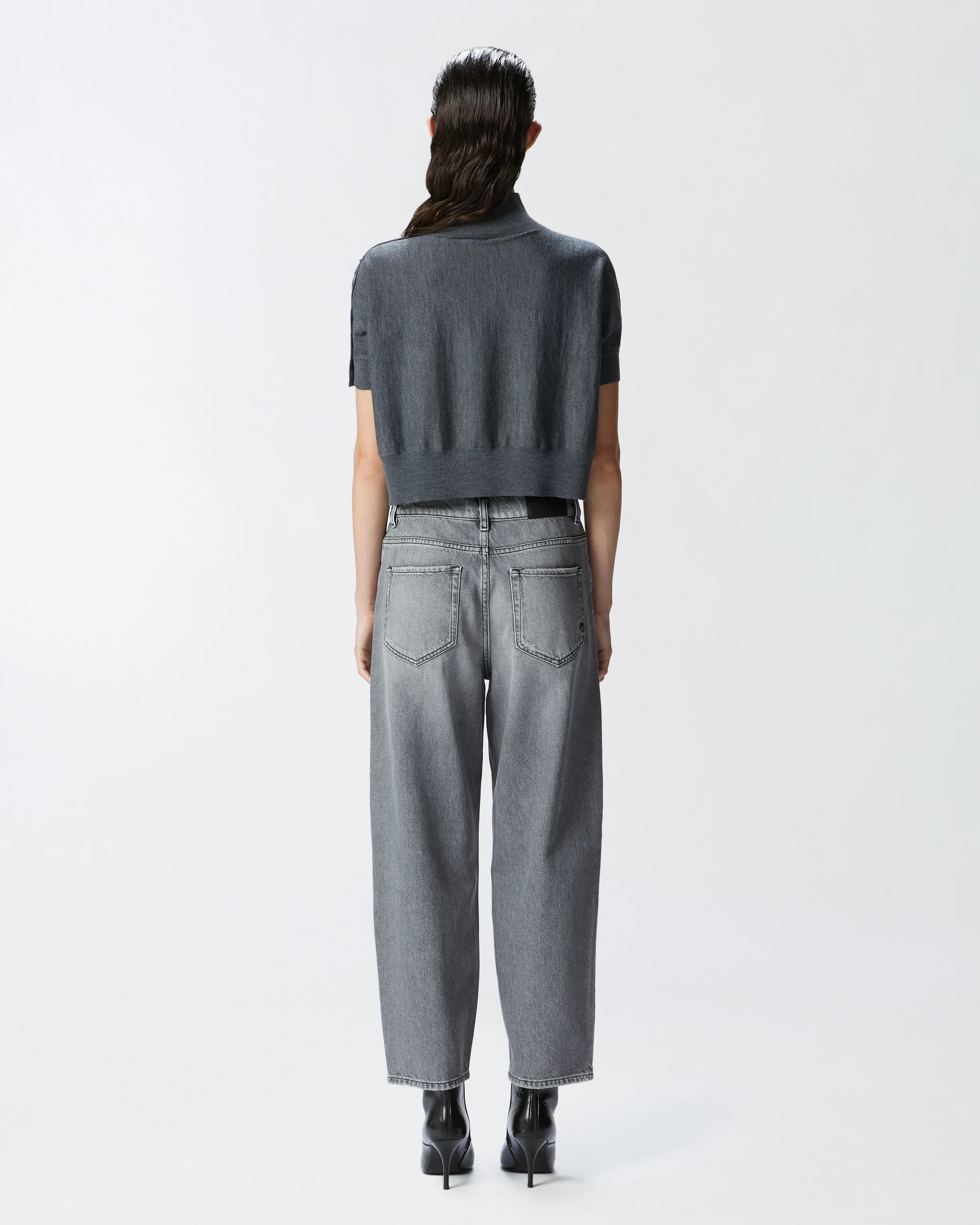 Pull court boutonné à manches mi-longues | Gris