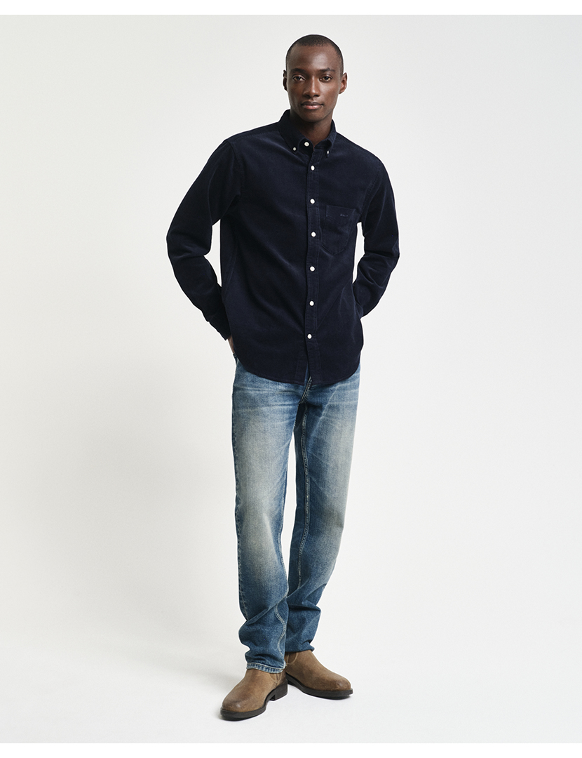 Regular Fit Blue Corduroy Shirt