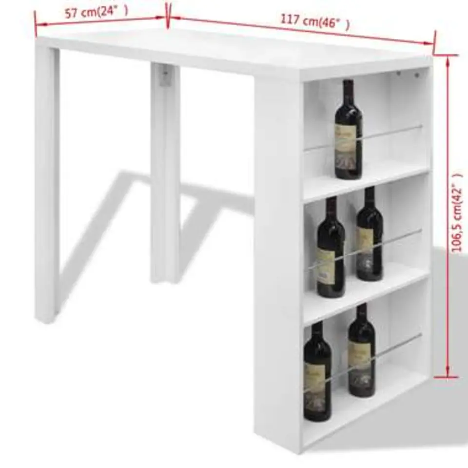 vidaXL - Bartafel - Wit - MDF