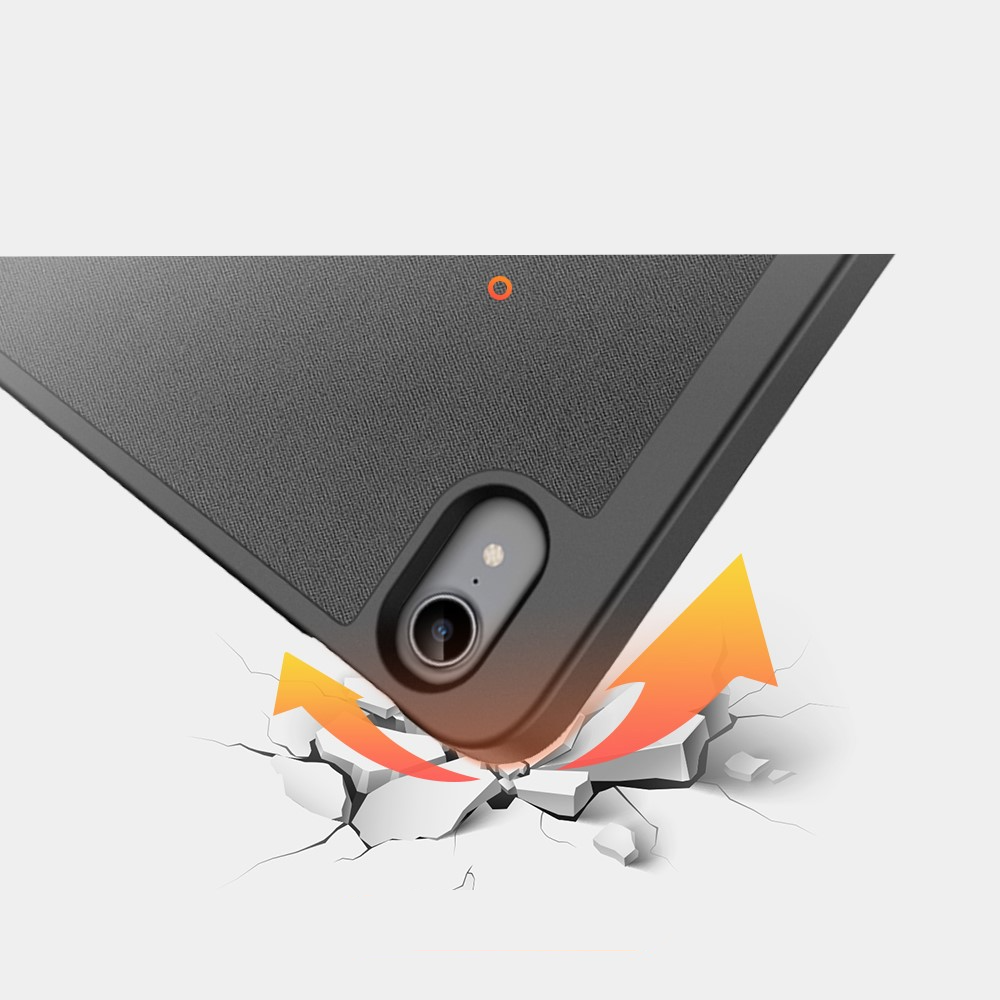 iPad Mini 7 (2024) / Mini 6 (2021) Tasche Smart Cover Hülle Stoff Design mit Apple Pencil Halterung - Schwarz