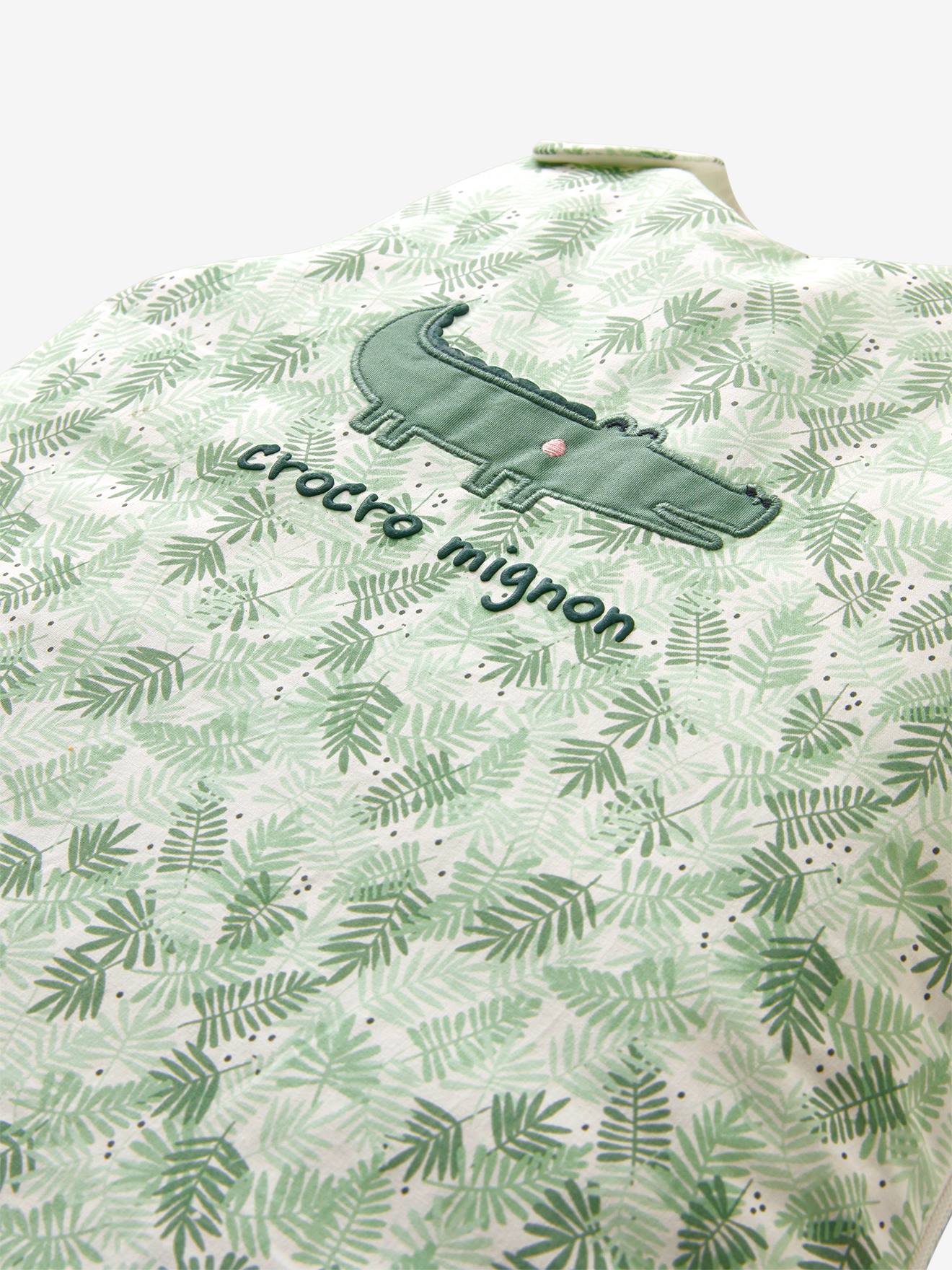 Bolsa sem mangas, verde médio com estampa lisa de crocodilo.