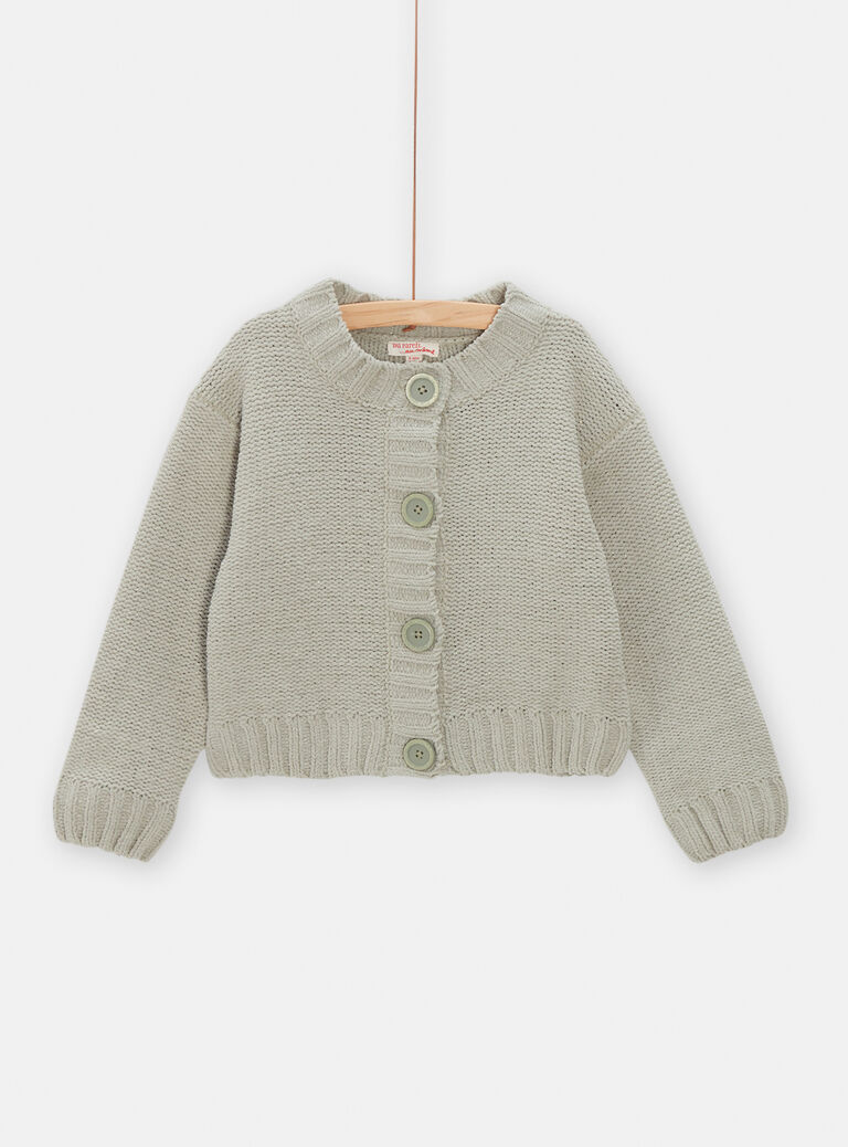 Cardigan kaki clair à boutons pour fille