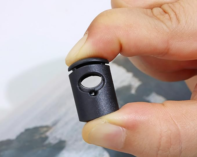 (20er Set) 21x11mm Ersatz Kordel Stopper Mercerie Zubehör Einzelloch Federklemme für Kordelzug / Kleidung / Tasche - Schwarz