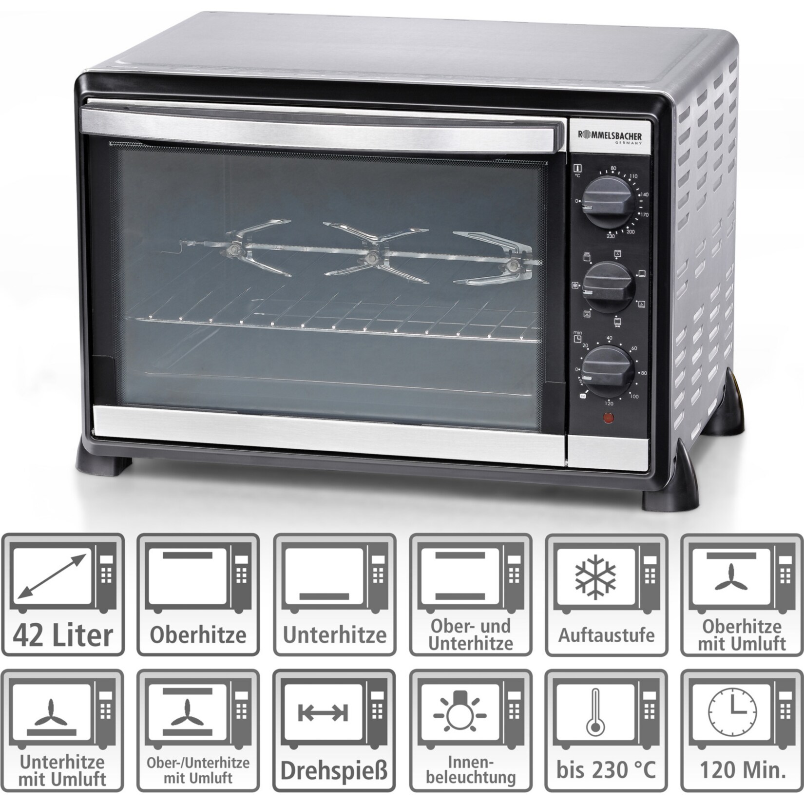 Rommelsbacher Mini-Backofen Back- und Grillgerät BG 1805/E