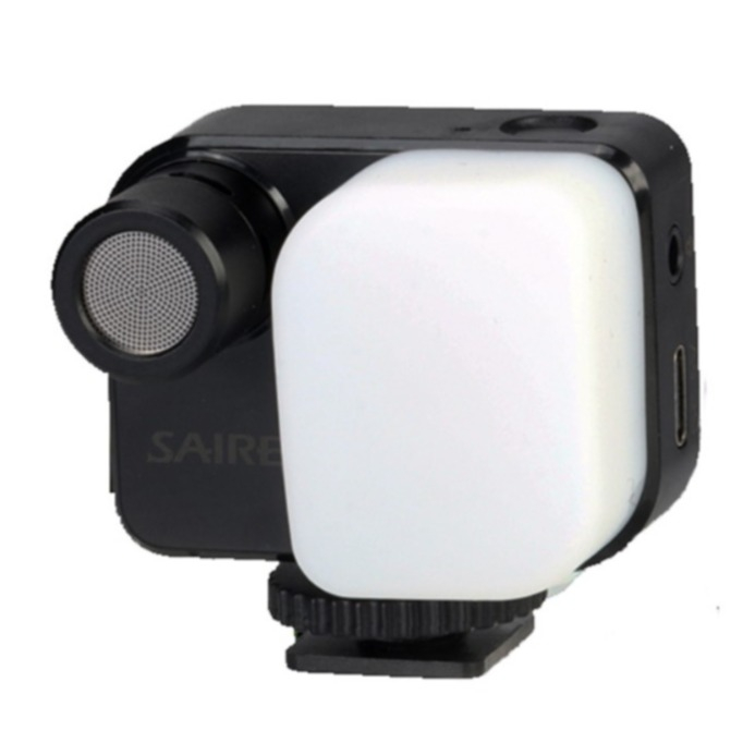 2in1 LED Foto Licht Lavalier Mikrofon für Kamera / Smartphone mit USB C / 3.5mm Klinke / Blitzschuh Anschluss   Rauschunterdrückung