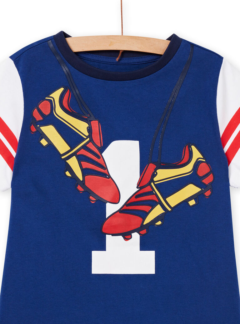 Ensemble de pyjama T-shirt et short à imprimé football bleu électrique enfant garçon