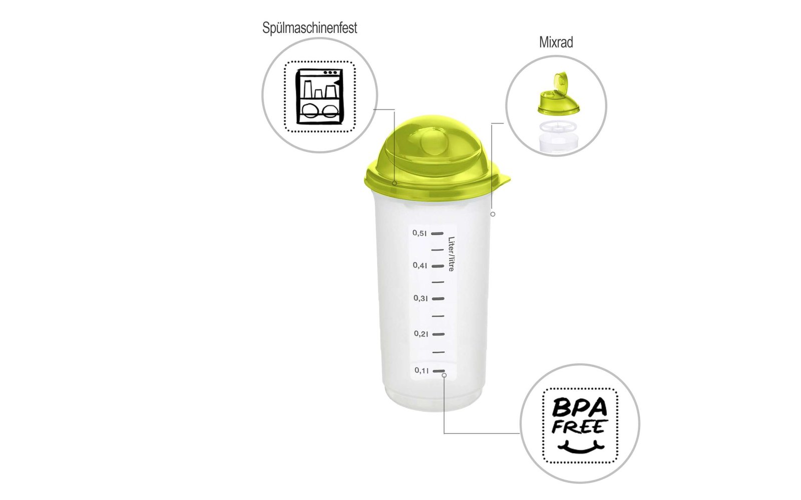 Rotho Shaker Rondo Mixbecher 0,5 Liter limetten