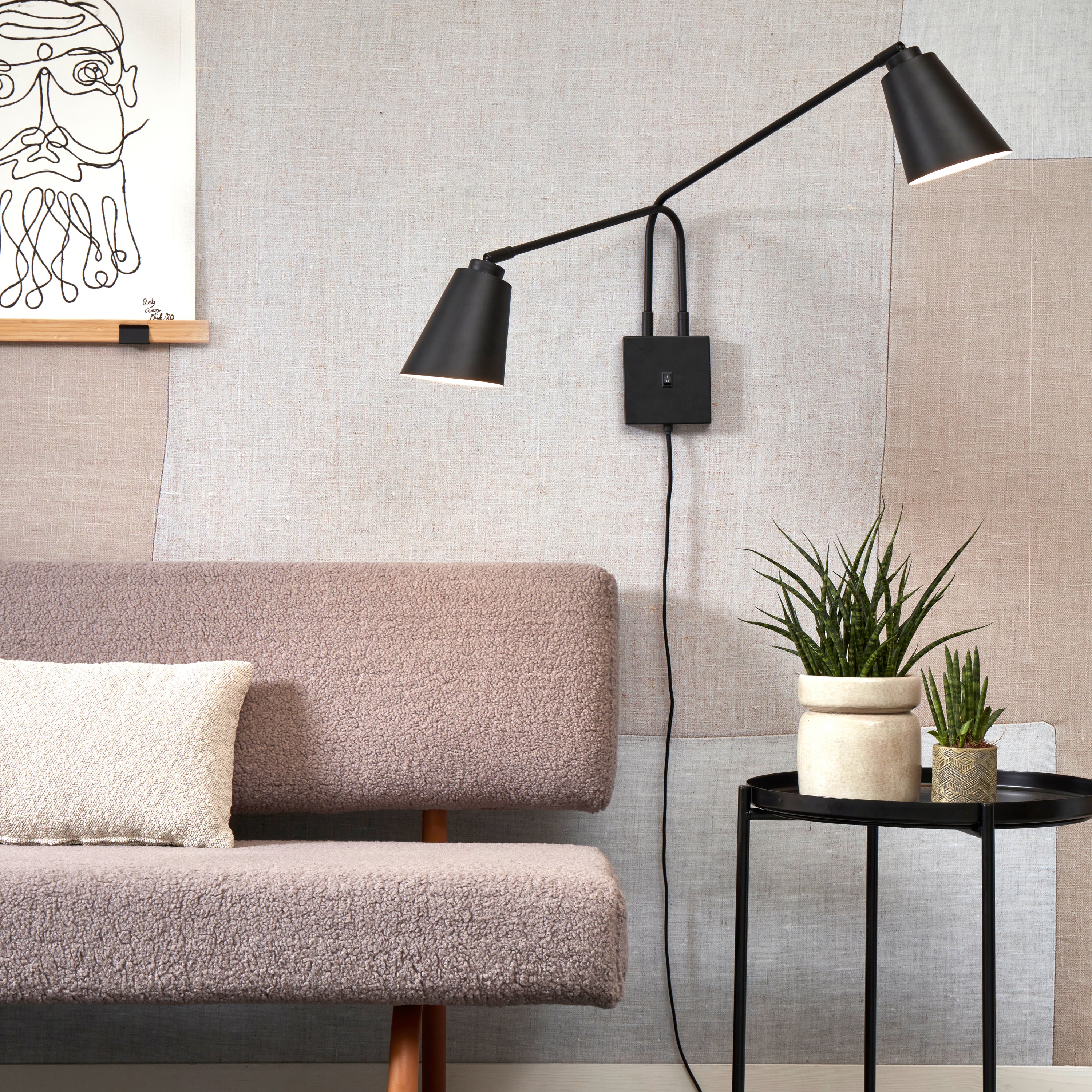 It's about RoMi Bremen Wandlamp - 2-kap - zwart