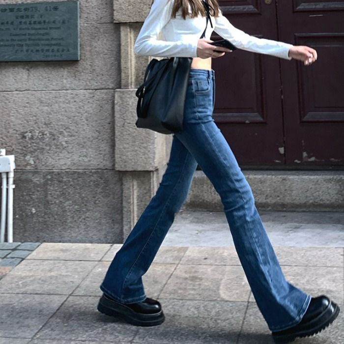 GOUB - High-Waist Washed Bootcut Jeans