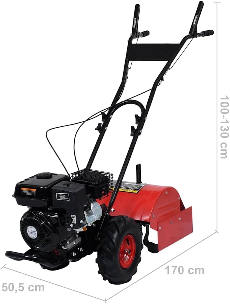 vidaXL Benzin Gartenfräse mit 12 Messern Motorhacke Gartenhacke Kultivator Bodenhacke Bodenfräse Fräse Hacke Ackerfräse 6,5PS 196cm³