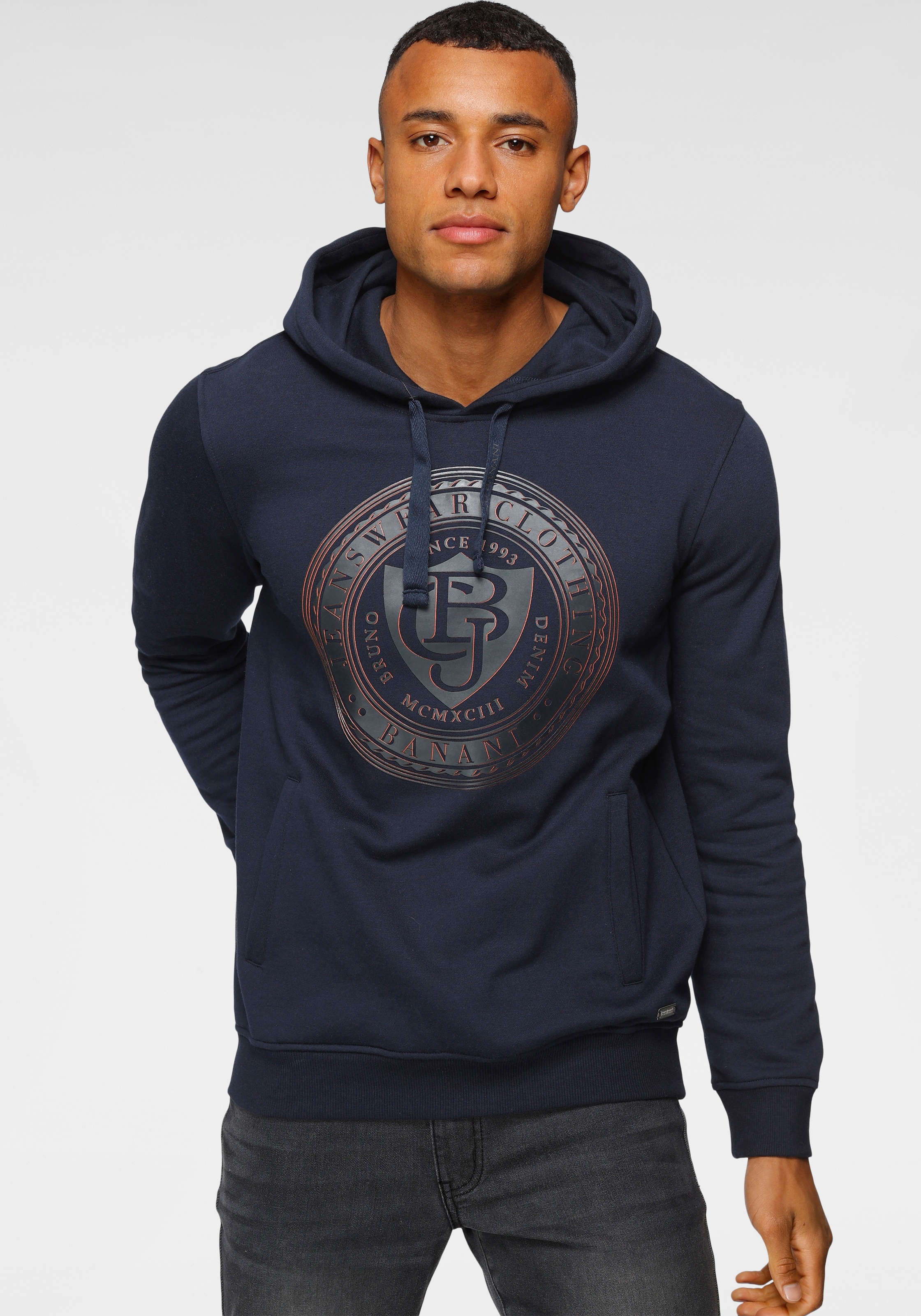 Bruno Banani Kapuzensweatshirt , Langarm,  schmale Passform,  bedruckte Optik