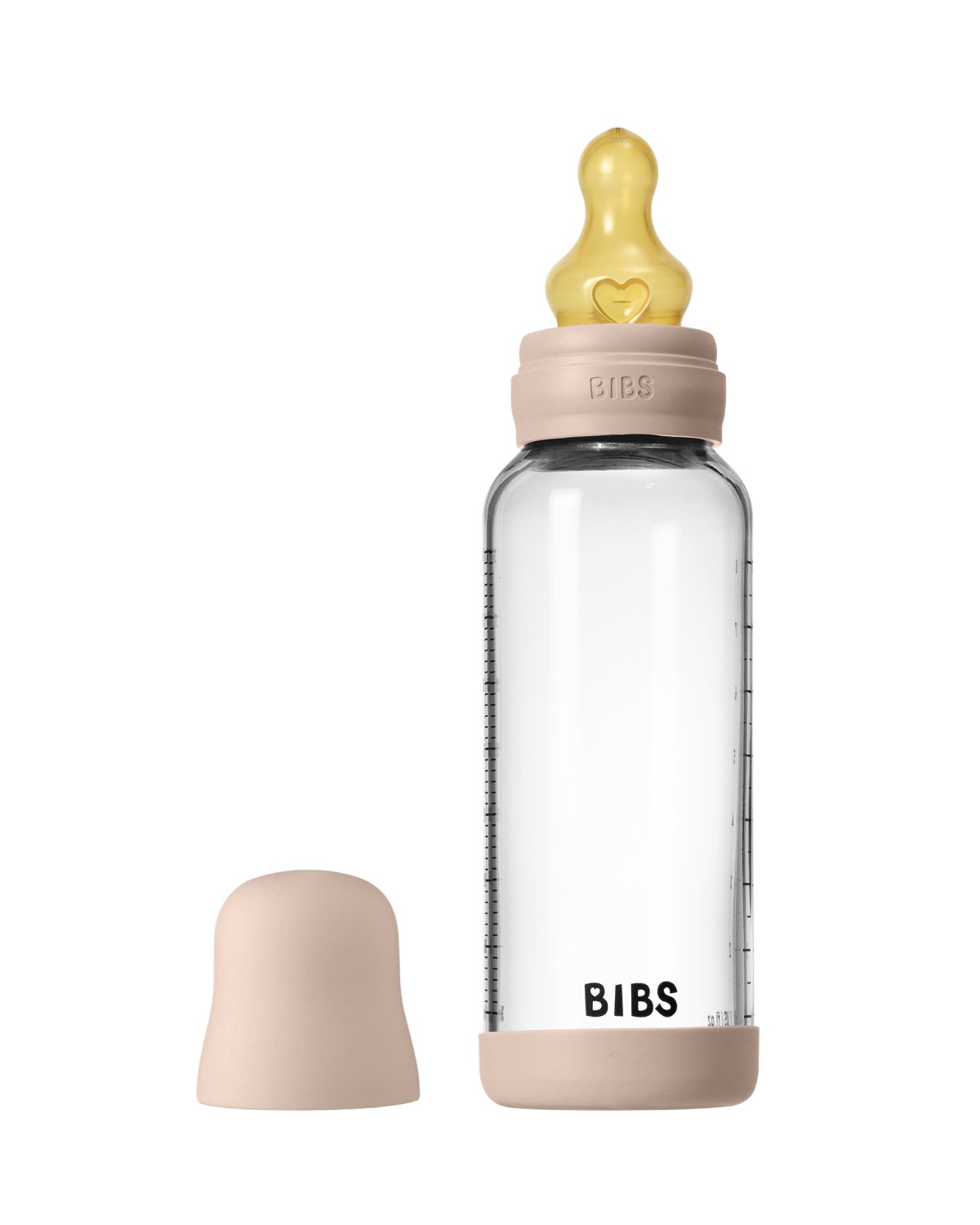 BIBS Tåteflaske i Glass med silikonbunn | Komplett Sett – 240ml