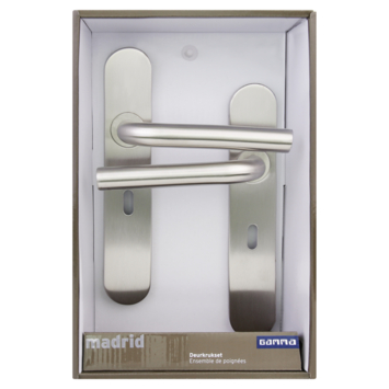Gamma deurkruk set Madrid ovaal schild sleutelgat 56 mm RVS