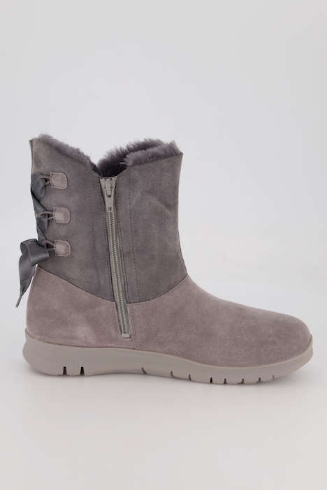 Vitaform, Leder-Stiefeletten, Lammfell, Schleife, Weite H