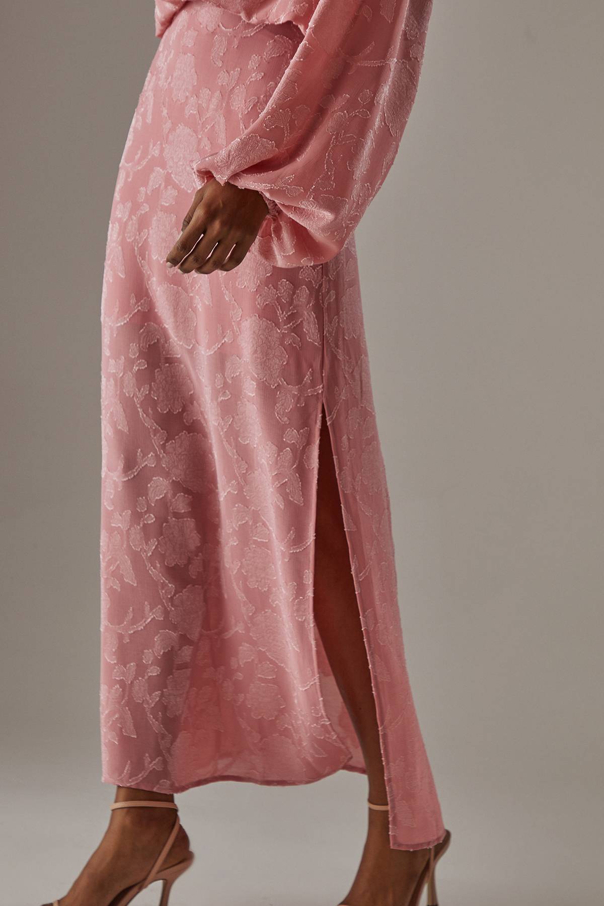 Warehouse Jupe Maxi En Mousseline Jacquard Coupée En Biais