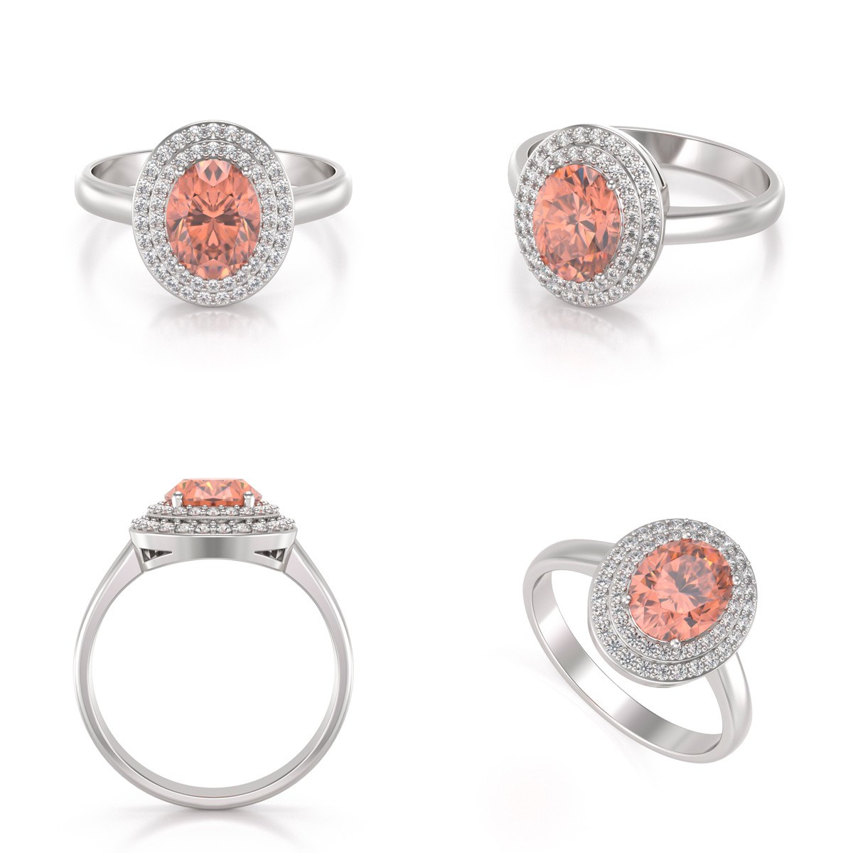 Bague en Or Blanc 585 Morganite et Diamants | Finesse et Somptuosité | Aden