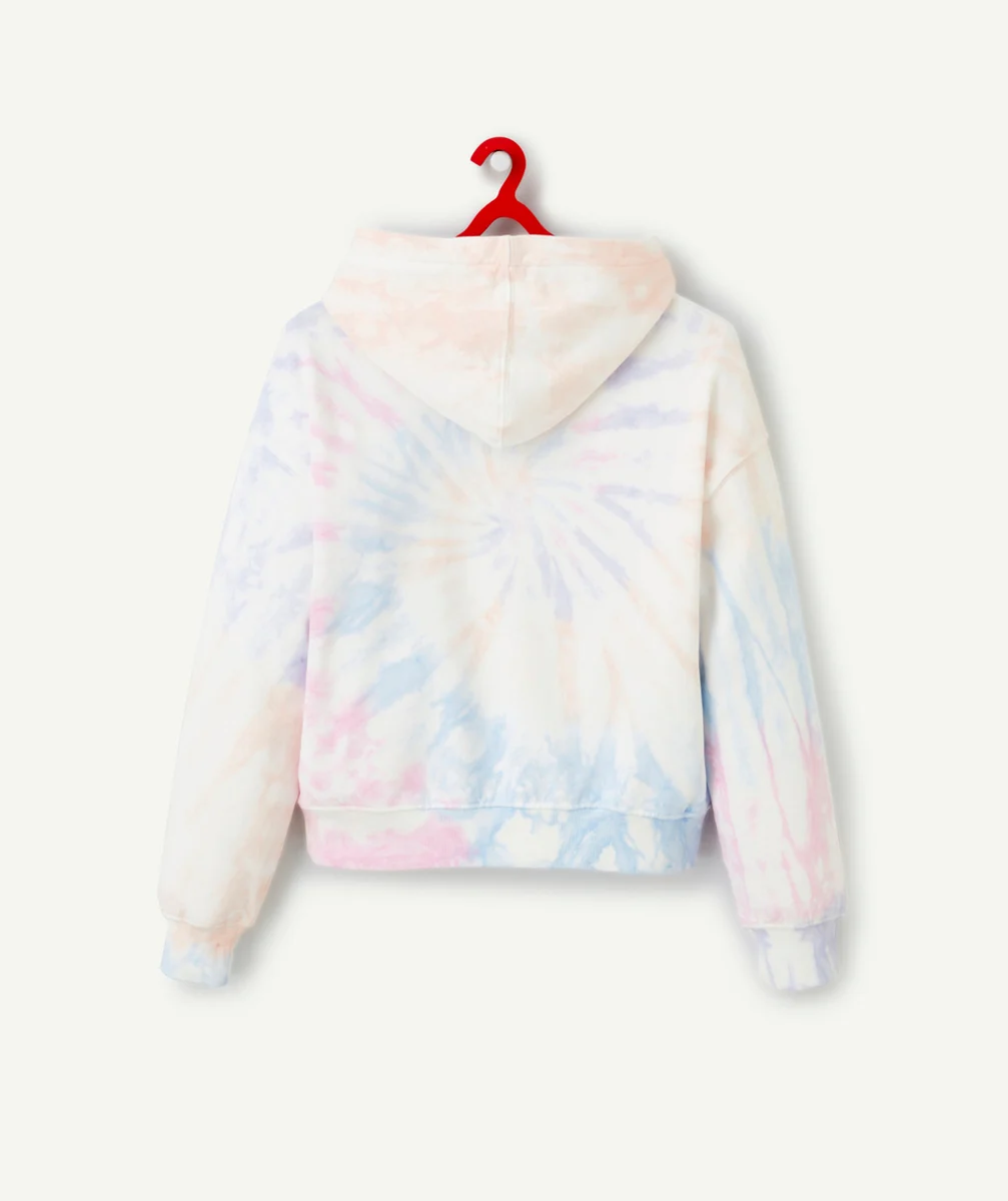 sweat à capuche fille en coton bio tie and dye