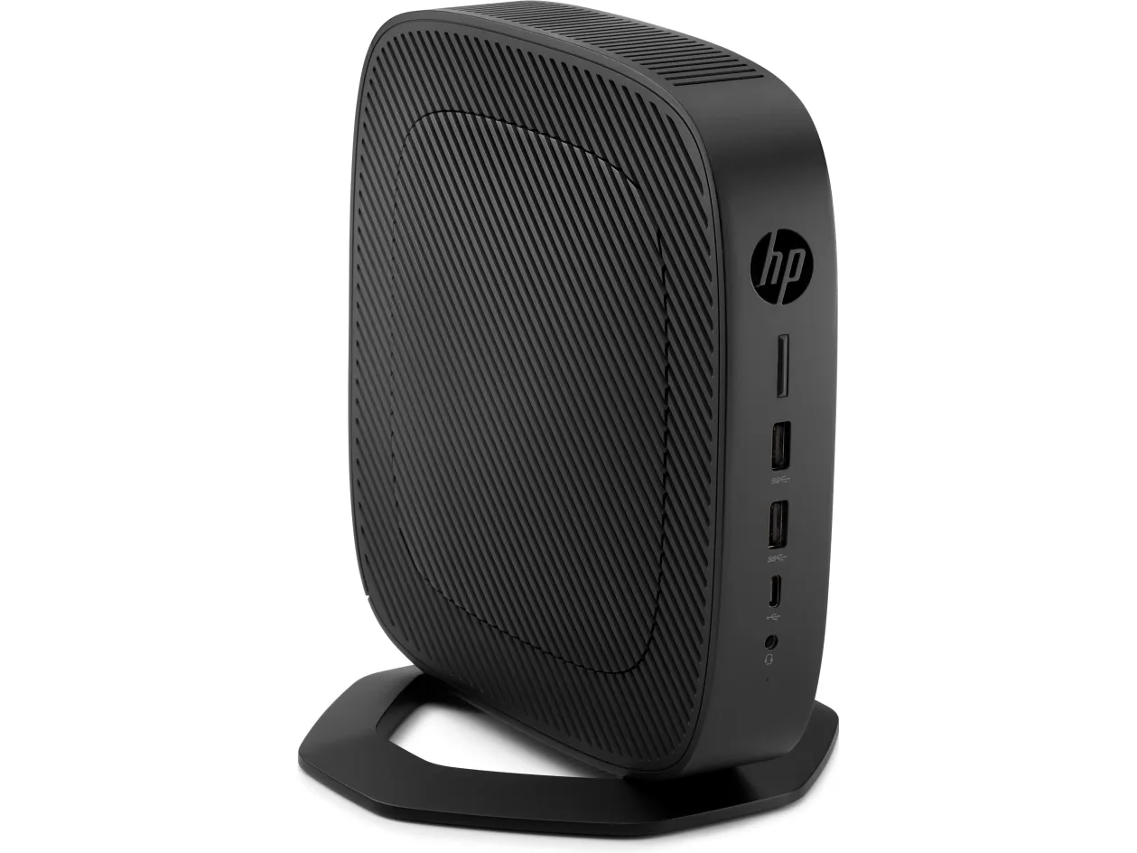 HP t640 - Tynd klient - SFF 1 x Ryzen Embedded R1505G / op til 3.3 GHz - RAM 8 GB - flash 32 GB - eMMC - Radeon Vega 3 - Gigabit Ethernet, IEEE 802.11ax (Wi-Fi 6), Bluetooth 5.2 - HP ThinPro - skærm: ingen