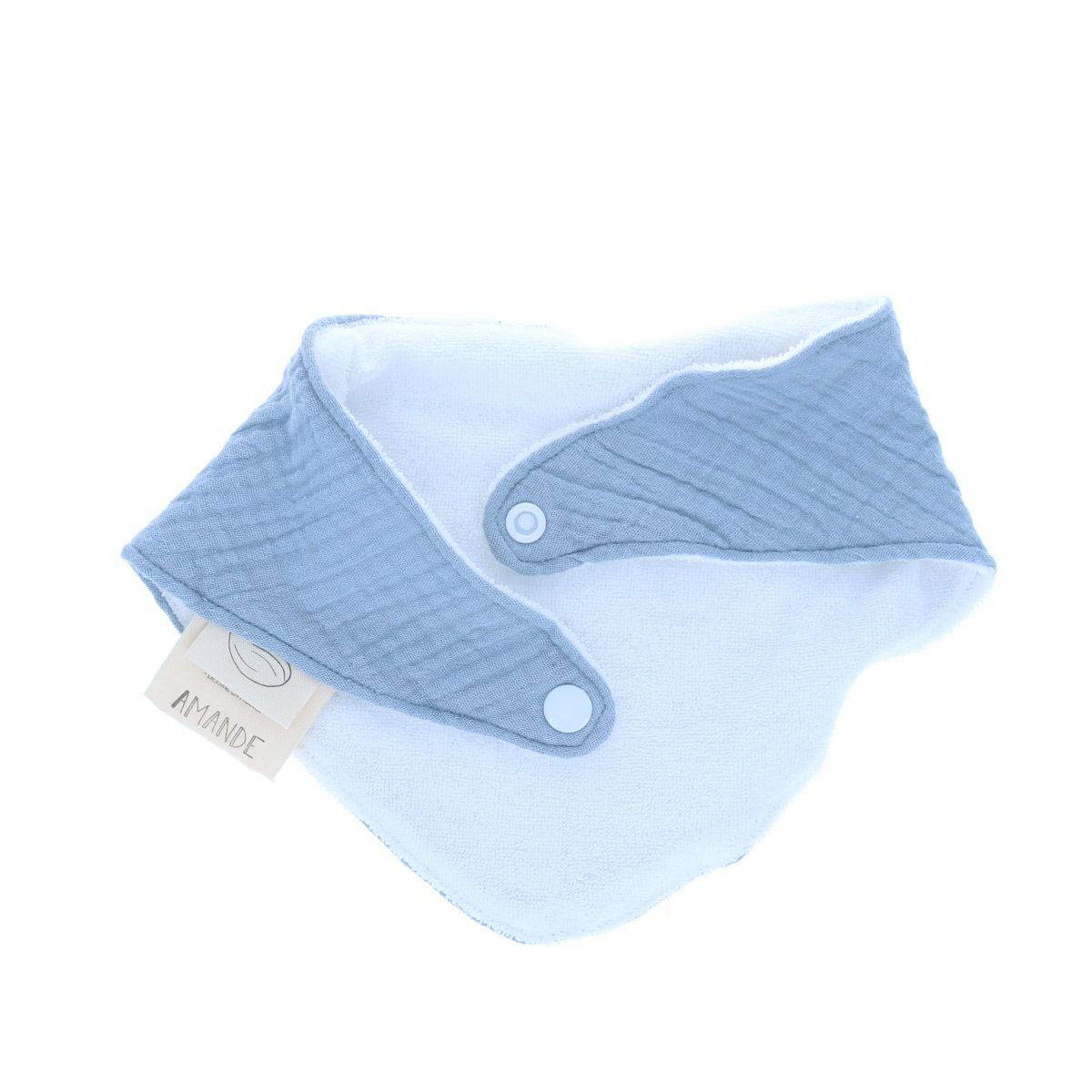 Bavoir bandana gaze de coton bleu Amande