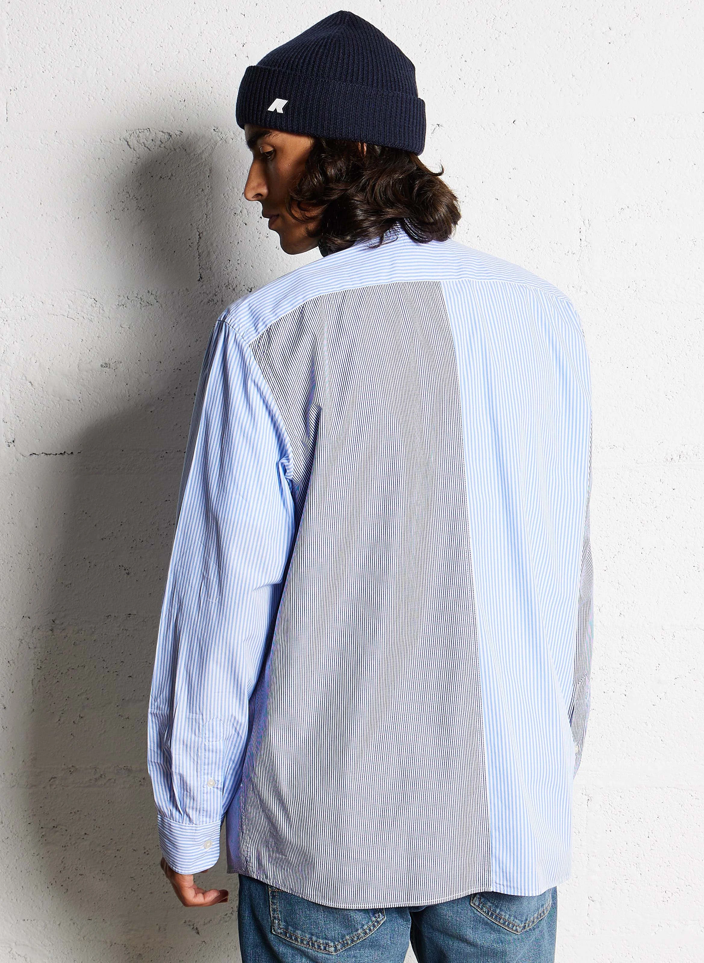Chemise col classique rayée en coton | Multicolore