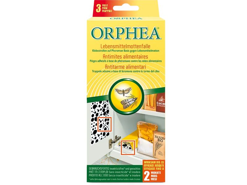 Orphea Lebensmittelmottenfalle 3 Stück Insektizidfreie und geruchlose Küchenmottenfalle