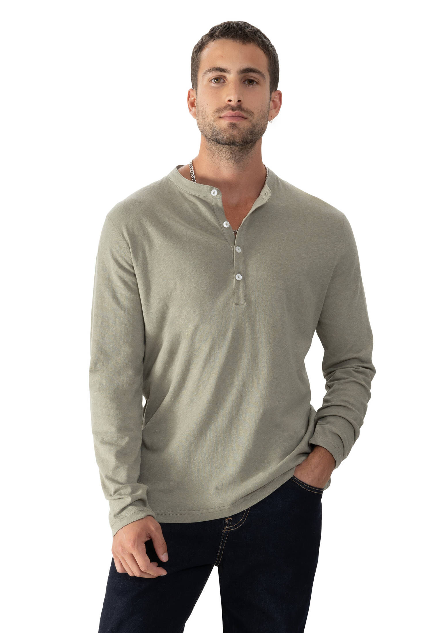 mey| Herren Henley-Shirt Serie Linen