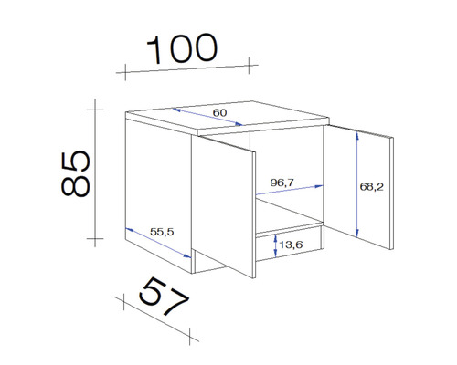 Flex Well spoelbakkast inclusief spoelbak Lucca BxDxH 100 x 60 x 85 cm wit mat gedemonteerd