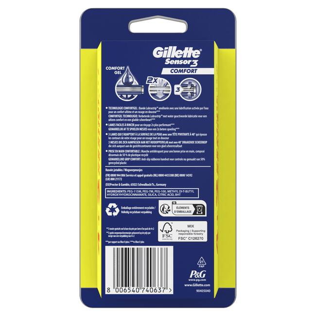 Gillette Sensor3 Comfort Wegwerpmesje 4+2 stuks