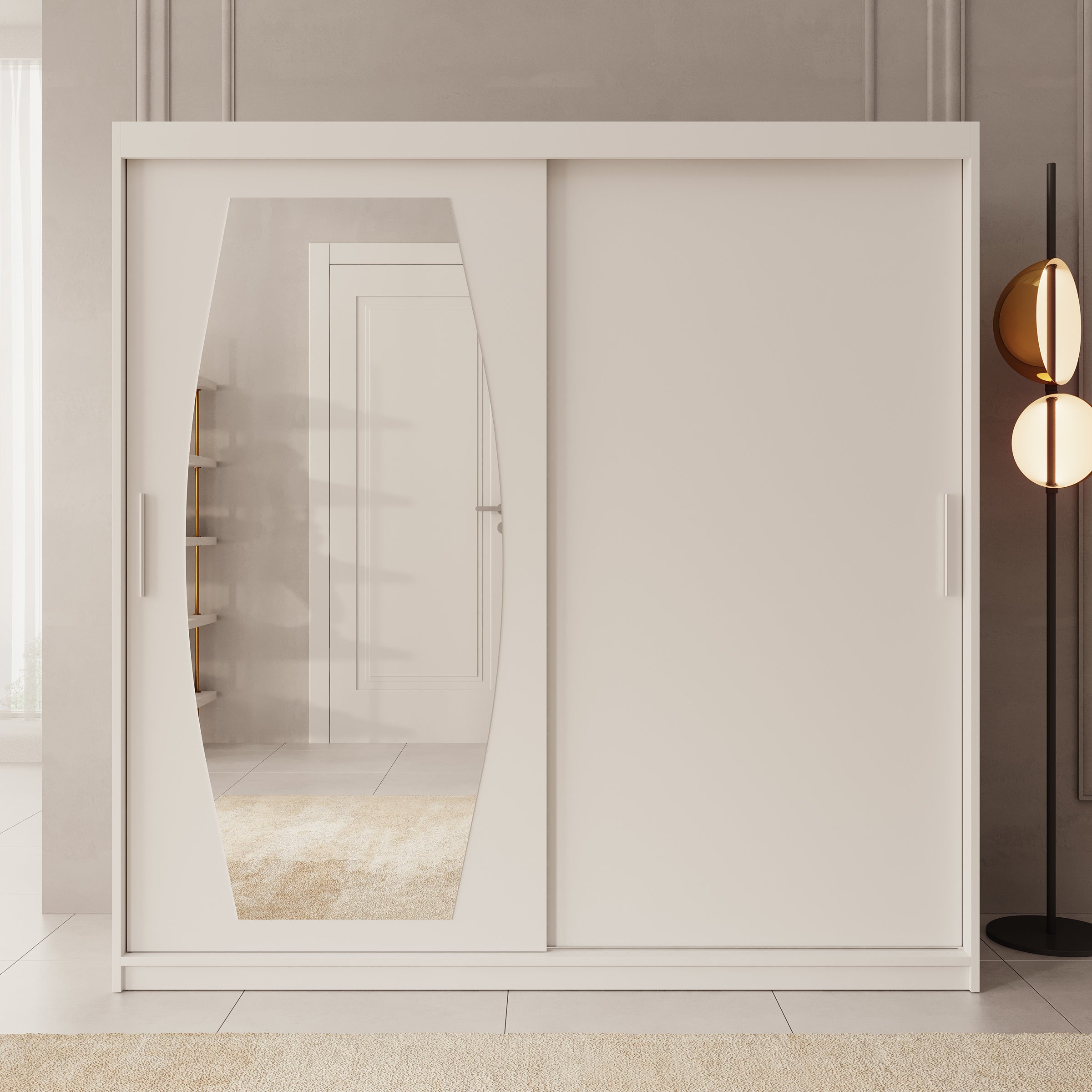 Azai - Kledingkast met schuifdeuren - Wit - 200x62x200 cm