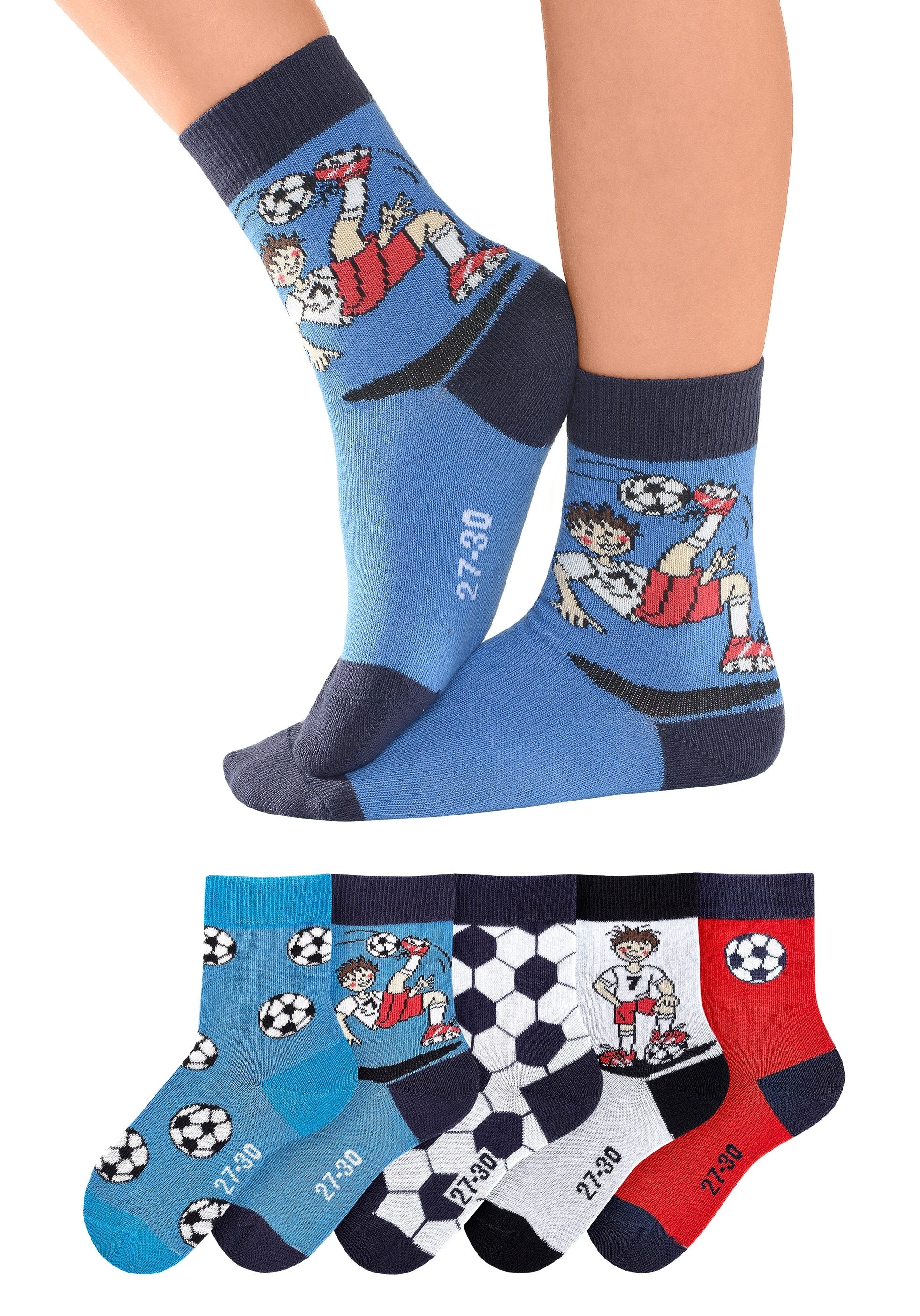 H.I.S Socken Packung, 5 Stk. tlg. mit Fussballmotiven