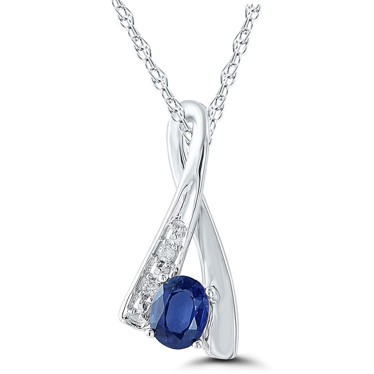 Pendentif Brillaxis or blanc 18 carats saphir