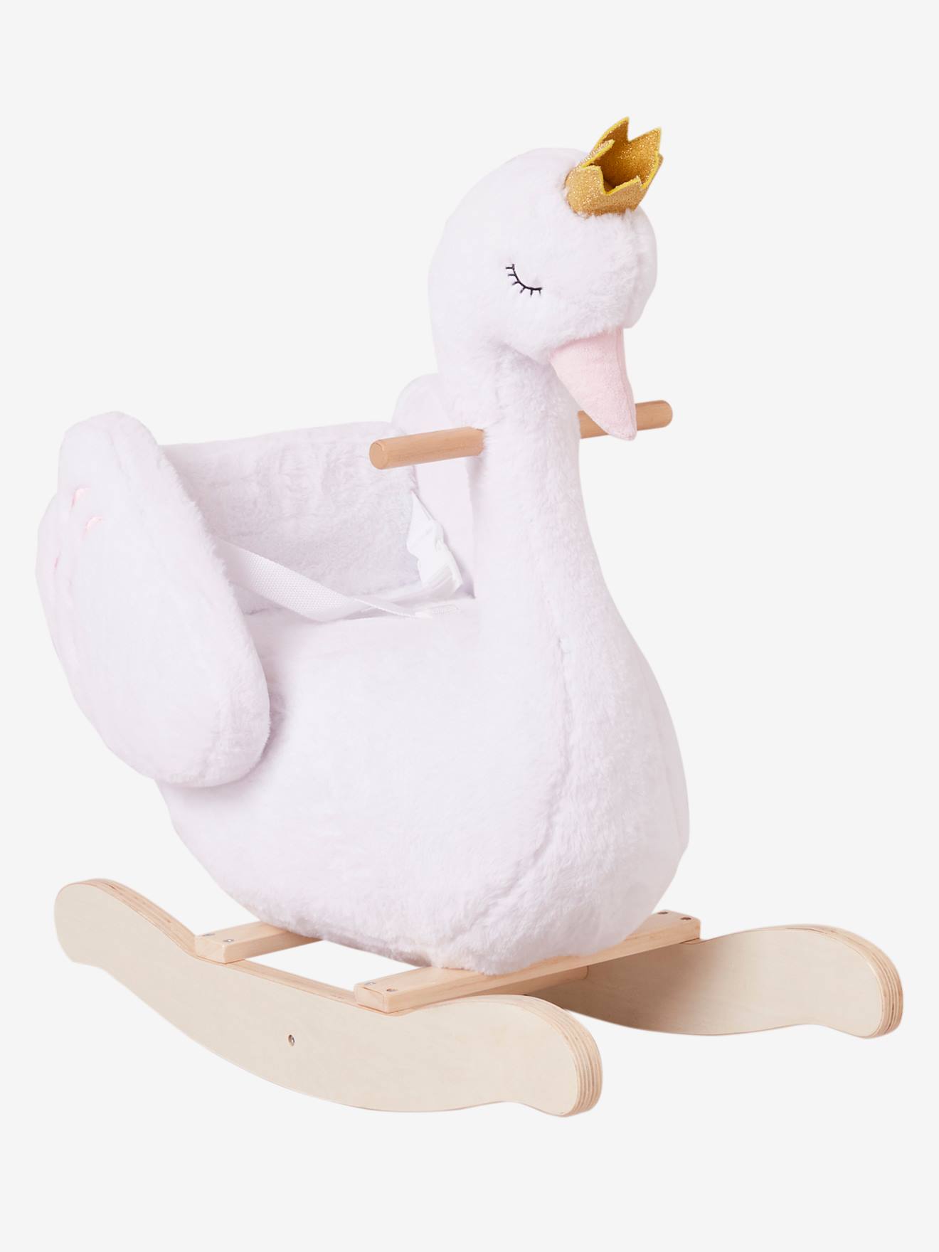 Cisne branco bebê balançando em um balanço