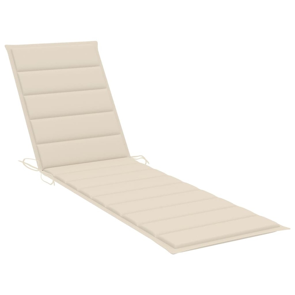 Lot de 2 transats chaise longue bain de soleil lit de jardin terrasse meuble d'extérieur avec coussin crème bois de teck soli