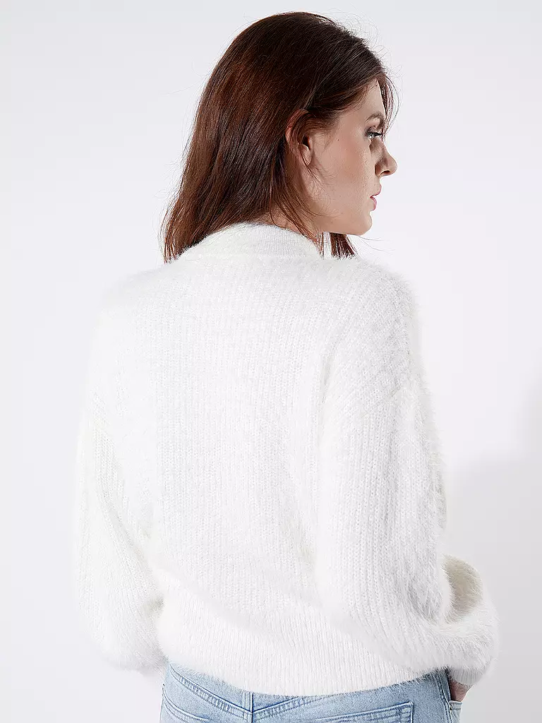 GUESS Pullover in Felloptik KEYLA creme