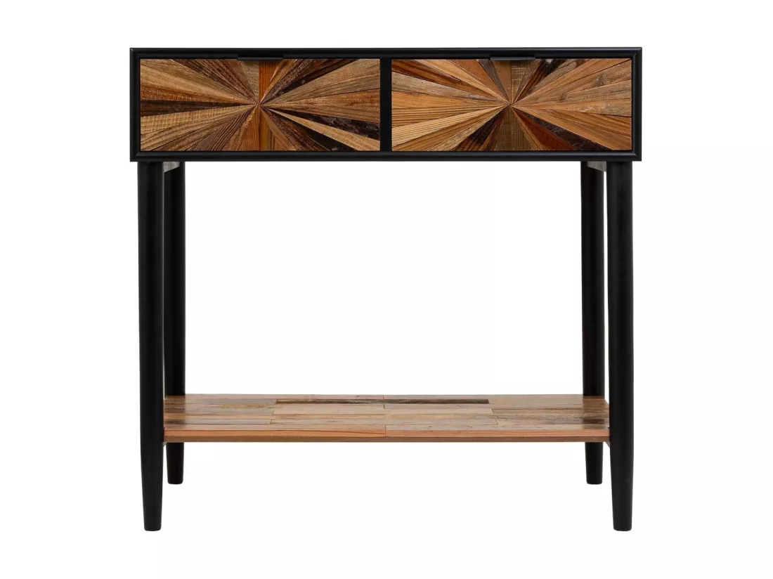 Hall en bois et métal avec 1 tiroir et 1 étagère marron 80X42X79