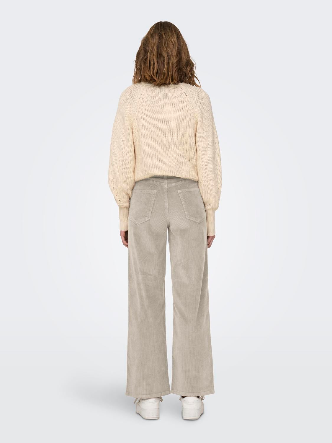ONLHOPE Sehr hohe Taille Weiter Beinschnitt Klassische Hose Oatmeal