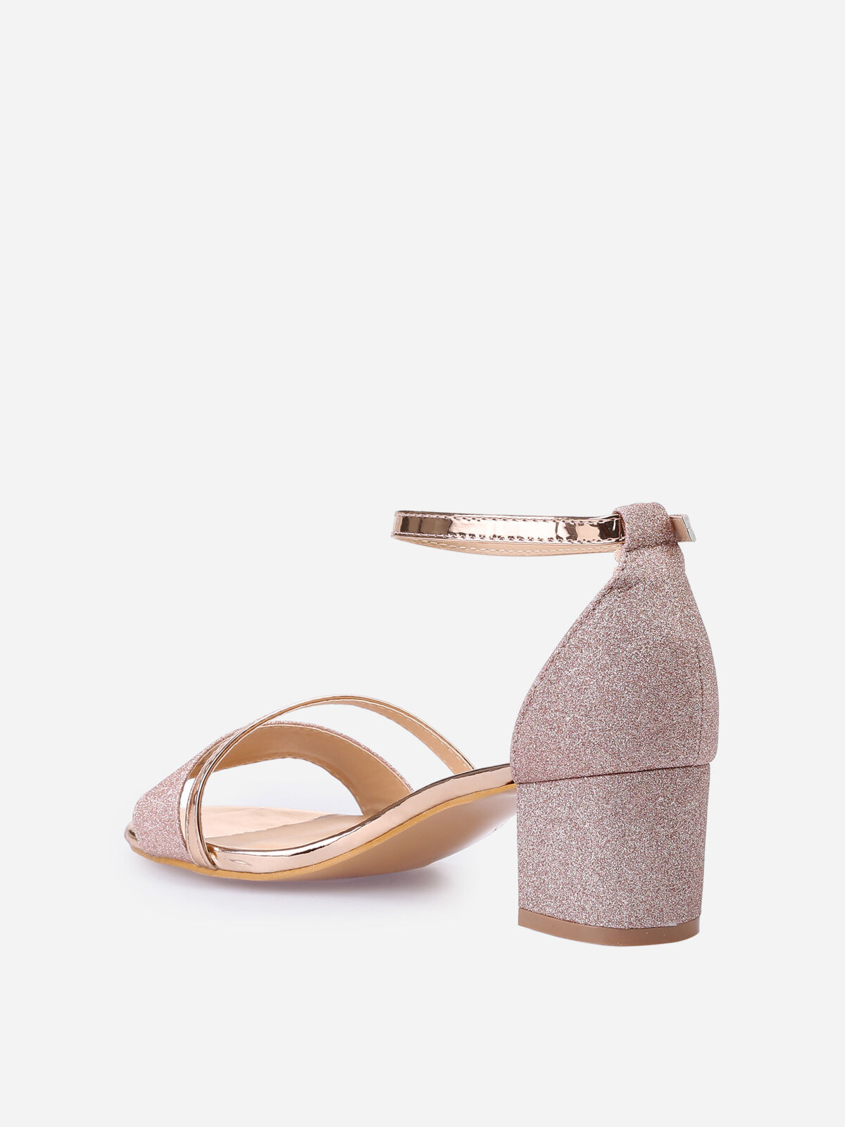 Sandales doré rose à brides vernies et pailletées Doré rose- Doré rose