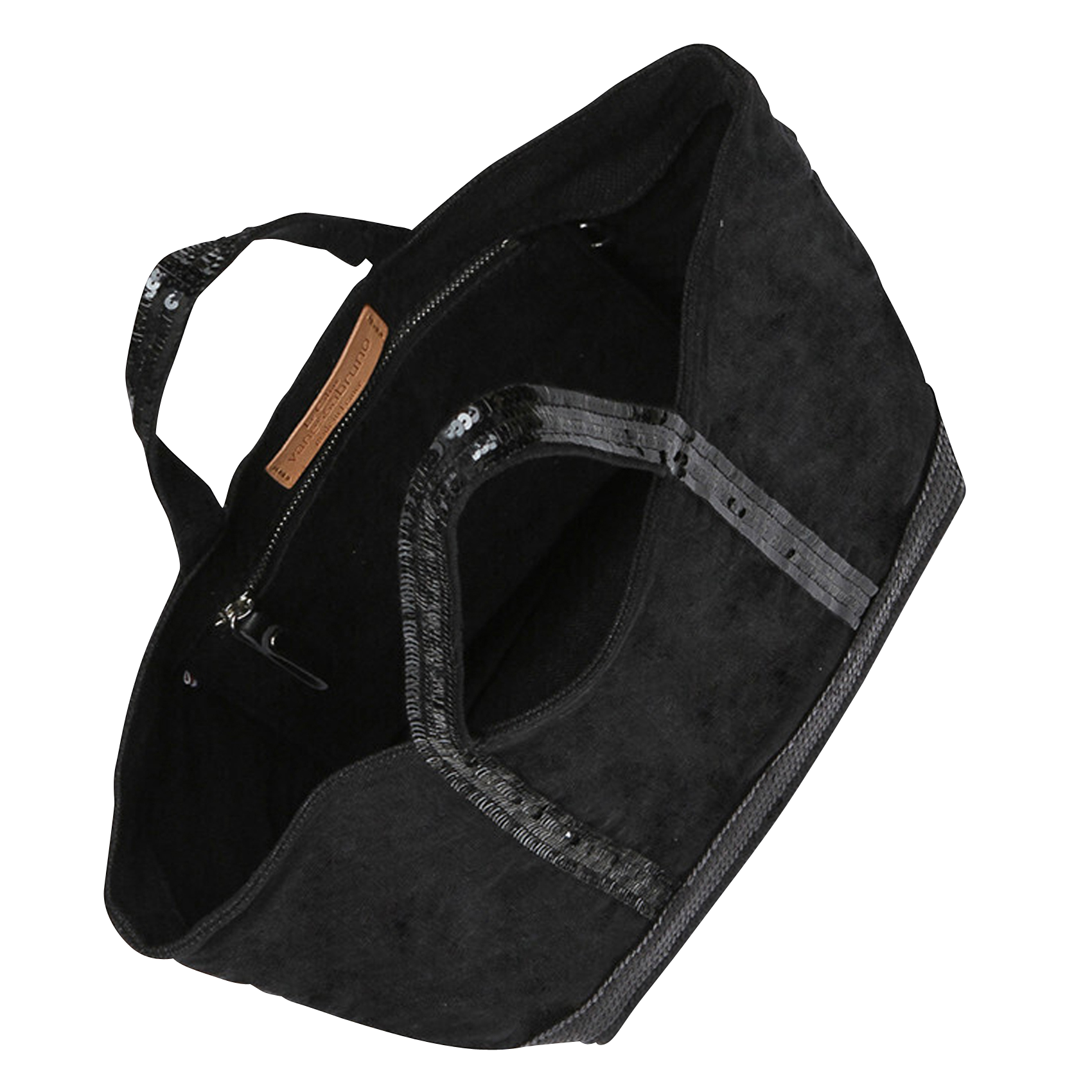 Cabas M brodé avec sequins en lin | Noir